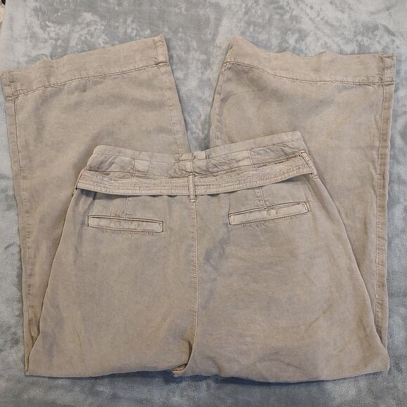 American Eagle Pants Women's 8 Green High Rise Wide Leg Crop Beach Boho Y2K - Picture 8 of 11